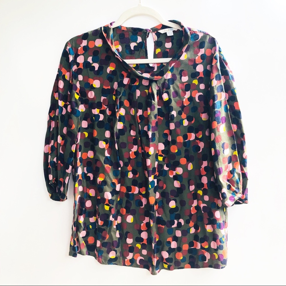 Boden Bella Silk Blend Polka Dot Blouse Size 16